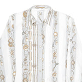 C&A Womens White Printed Shirt Long Sleeve Collared Classic UK 16