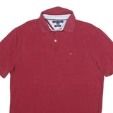 TOMMY HILFIGER Mens Red Polo Shirt Short Sleeve M Classic Cotton Casual