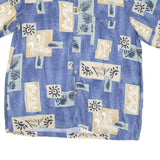 ME SPORT Mens Blue Beige Rayon Printed Casual Shirt L Lightweight Summer
