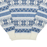 SPETTRO Mens Blue White Patterned Jumper Crew Neck Basic Knit S Winter Style
