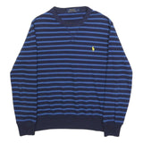 POLO RALPH LAUREN Mens Blue & Navy Stripe Crew Neck S Cotton Blend Sweatshirt
