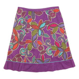 BODEN Womens Purple Floral Print Cotton Swing Midi Skirt UK 14 Vibrant Pattern