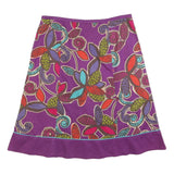 BODEN Womens Purple Floral Print Cotton Swing Midi Skirt UK 14 Vibrant Pattern
