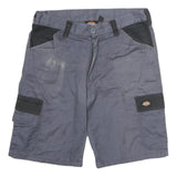 DICKIES Mens Shorts Grey & Black Cargo M W36 Workwear Cotton Pockets