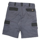 DICKIES Mens Shorts Grey & Black Cargo M W36 Workwear Cotton Pockets