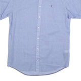 TOMMY HILFIGER Mens Blue S Shirt Linen Blend Button Down Collar Short Sleeve