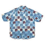 Mens Blue & Maroon Check Shirt XL Casual Comfortable Polyester