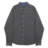 TOMMY HILFIGER Mens Grey Button Down Shirt L Classic Cotton Long Sleeve