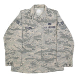 Womens Beige Camouflage Military Cotton Blend Jacket M Button Closure Plain