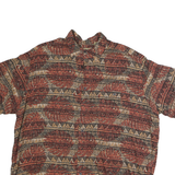 NATURAL ISSUE Mens Red & Brown Pattern Shirt XL Short Sleeve Cotton Casual