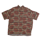 NATURAL ISSUE Mens Red & Brown Pattern Shirt XL Short Sleeve Cotton Casual