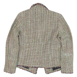 SILKLAND Womens Beige Multicolour Button Jacket M Silk Tweed Frayed Edges