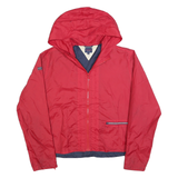 TOMMY JEANS Womens Red Zip Hooded Jacket XL Polyester Casual Lightweight Shell