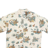 CAMPIA Mens Cream & Green Hawaiian Print Shirt L Cotton Blend Casual Summer