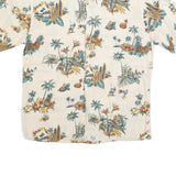 CAMPIA Mens Cream & Green Hawaiian Print Shirt L Cotton Blend Casual Summer