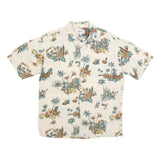 CAMPIA Mens Cream & Green Hawaiian Print Shirt L Cotton Blend Casual Summer