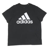 ADIDAS Mens Black Cotton Graphic T-Shirt XL Short Sleeve Crew Neck Sports Logo