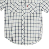 LEVI'S Mens White & Grey Check Western Shirt M Cotton Blend Short Sleeve Buttons