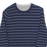 Mens Navy Blue Striped Plain Crew Neck Regular Fit Jumper Size M Casual