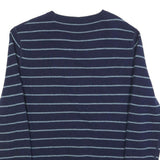 Mens Navy Blue Striped Plain Crew Neck Regular Fit Jumper Size M Casual