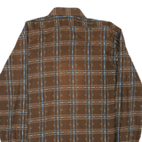 Mens Brown Pattern Plaid Cotton Shirt M Casual Retro Vintage Button Collar