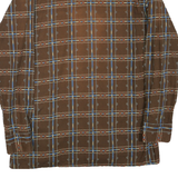 Mens Brown Pattern Plaid Cotton Shirt M Casual Retro Vintage Button Collar