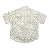 NATURAL ISSUE Mens White & Yellow Patterned Shirt L Cotton Blend Summer Casual