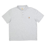 CARHARTT Mens Light Grey Polo Shirt L Pocket Logo Cotton Blend Short Sleeve