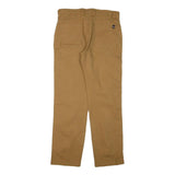 DICKIES Mens Cotton Blend Slim Beige Workwear Trousers W32 L31 Zip Pocket