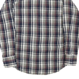 WRANGLER Mens Beige & Navy Plaid Cotton Blend Shirt L Classic Western Style