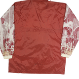 Mens Red Nylon & White Crazy Pattern Hooded Outdoor Jacket M Woven Zip Relaxed