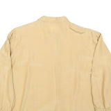 Womens Beige Basic Long Sleeve Button Neck Plain Top M Classic Loose Fit