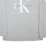 CALVIN KLEIN JEANS Mens Grey Crew Neck M Cotton Blend Pullover Logo Sweatshirt