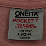 Oneita Single Stitch T-Shirt - Large Pink Cotton