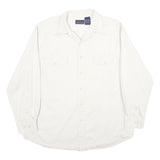 BASIC EDITIONS Mens White Cotton Shirt L Button Pocket Long Sleeve Classic Style