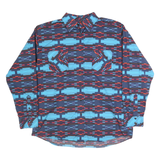 PANHANDLE Mens Blue & Red Patterned Shirt L Cotton Blend Casual Long Sleeve