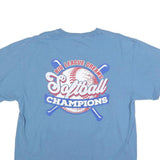 PORT & COMPANY Mens Blue Softball Champions Graphic T-Shirt XL Short Sleeve Crew