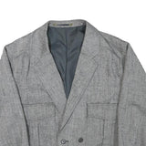 Mens Grey Button Jacket M Polyester Blend Classic Plain Button Closure Stylish
