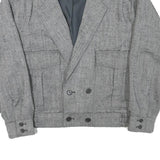 Mens Grey Button Jacket M Polyester Blend Classic Plain Button Closure Stylish