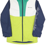 COLUMBIA Womens Blue Green & Yellow Zip Jacket S Polyester Blend Colourblock