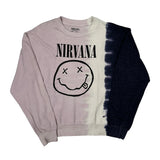 Smiley Face Logo Nirvana Band Sweatshirt - Medium Navy Cotton Blend
