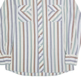 WRANGLER Mens Blue Beige Brown Striped Shirt L Cotton Casual Relaxed Fit