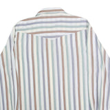 WRANGLER Mens Blue Beige Brown Striped Shirt L Cotton Casual Relaxed Fit