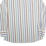 WRANGLER Mens Blue Beige Brown Striped Shirt L Cotton Casual Relaxed Fit