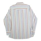 WRANGLER Mens Blue Beige Brown Striped Shirt L Cotton Casual Relaxed Fit