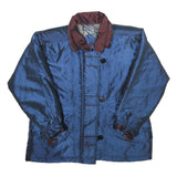 Womens Blue & Burgundy Nylon Zip Jacket L Plain Casual Lightweight Outerwear