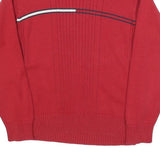 TOMMY HILFIGER Womens Red Patterned Crew Neck Jumper Basic Knit S Cotton Blend
