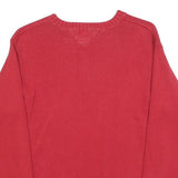 TOMMY HILFIGER Womens Red Patterned Crew Neck Jumper Basic Knit S Cotton Blend
