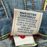 True Religion Contrast Stitch Denim Shorts - 34W 12L Blue Cotton