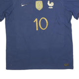 NIKE Mens Blue Football Shirt L Short Sleeve Crew Neck Yons 10 Graphic